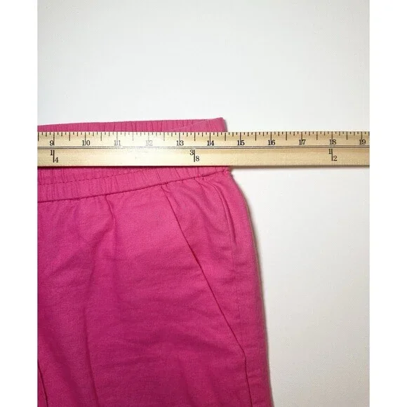 J. Crew Hot Pink Linen Blend Pull On Drawstring Elastic Waist Ankle Pant Women 2 - Picture 8 of 10